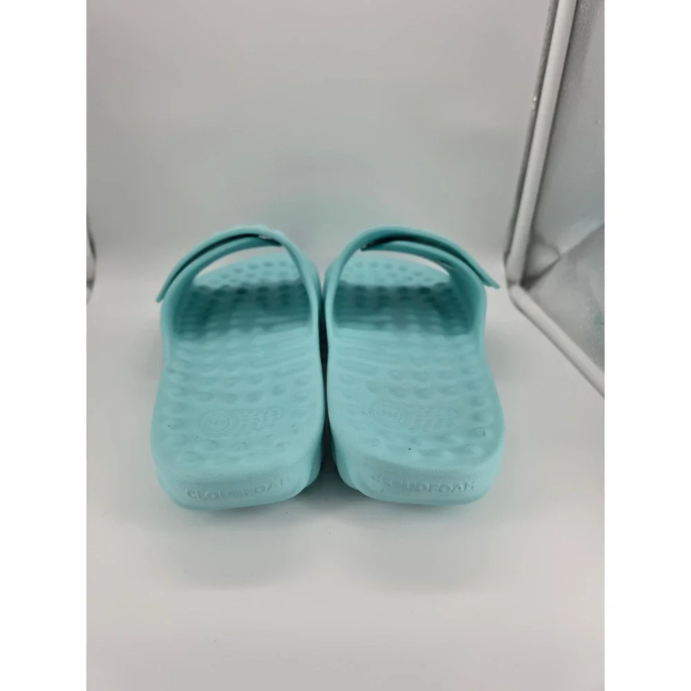 Adidas Adissage TND Cloudfoam Slides Light Blue Massage Sandals M 11 W 12 Teal